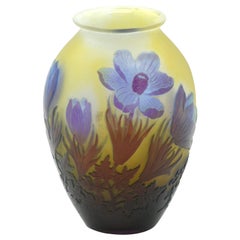 Emile Galle Cameo Glass Vase Floral Decoration, France