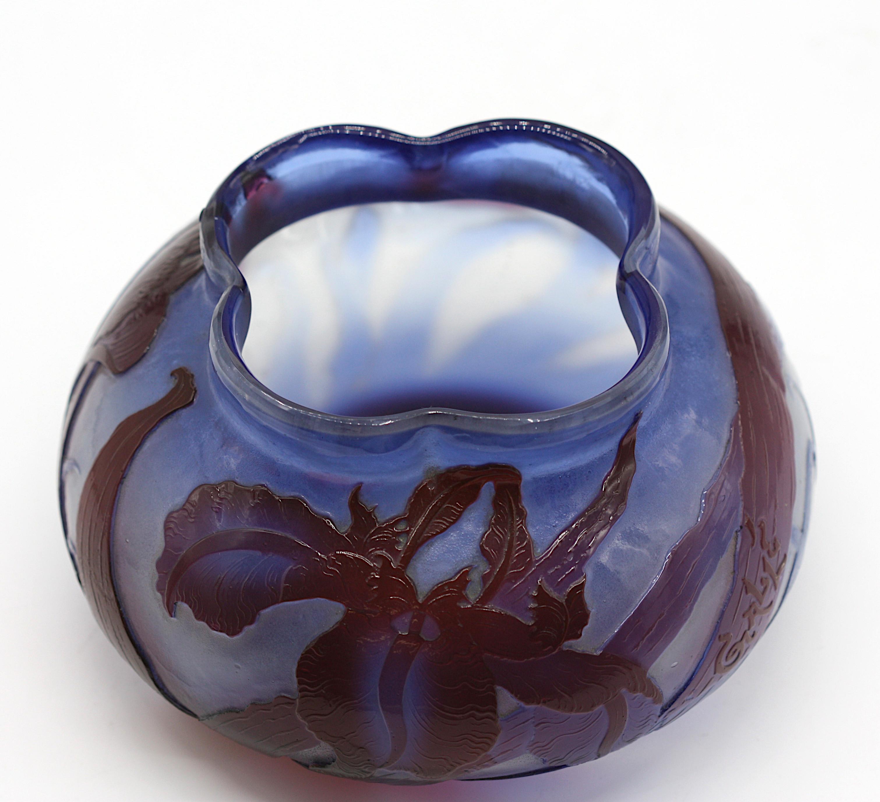Emile Galle Cameo Glass Vase, 'Flowers' For Sale 1