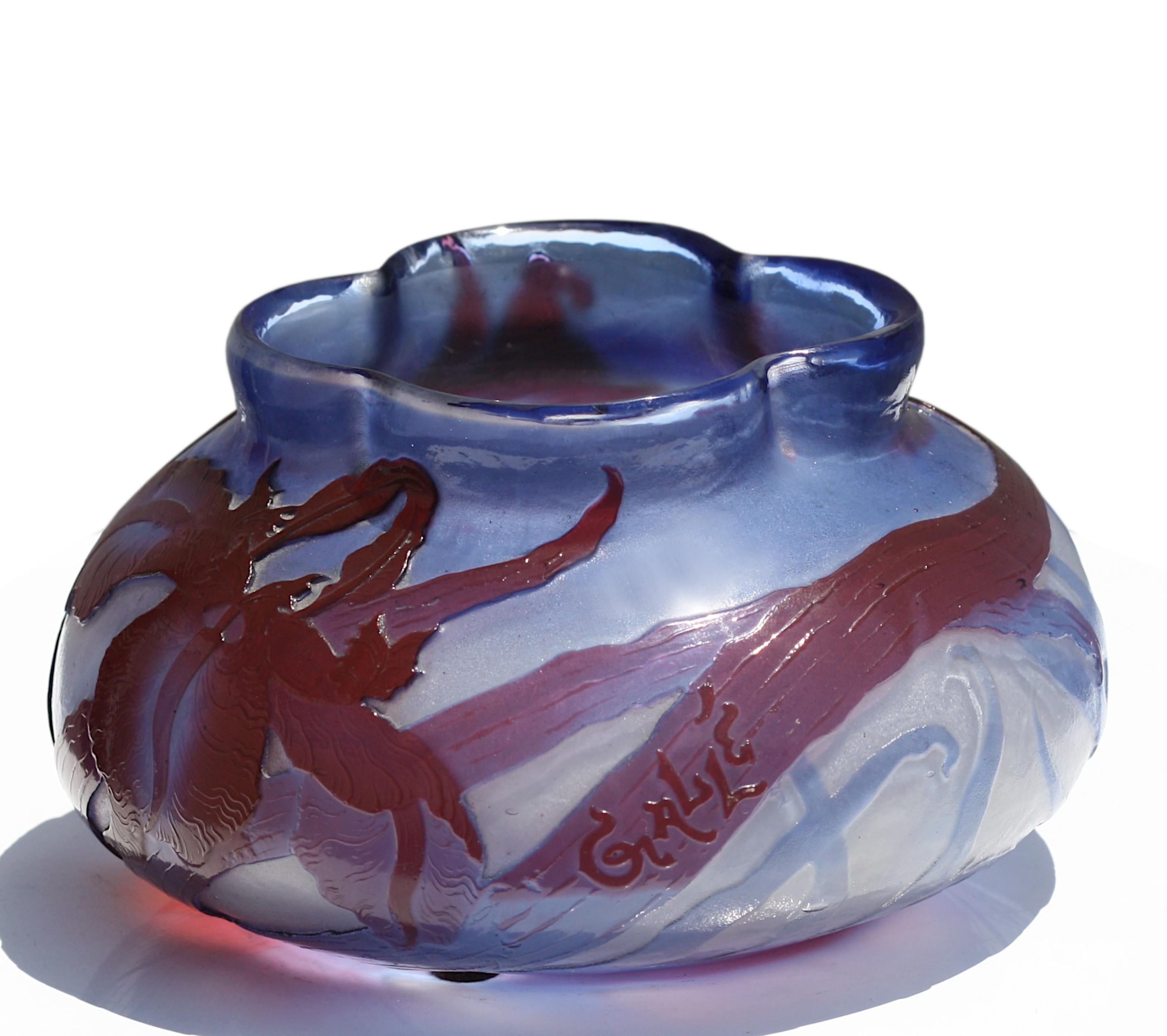 Emile Galle Cameo Glass Vase, 'Flowers' For Sale 3