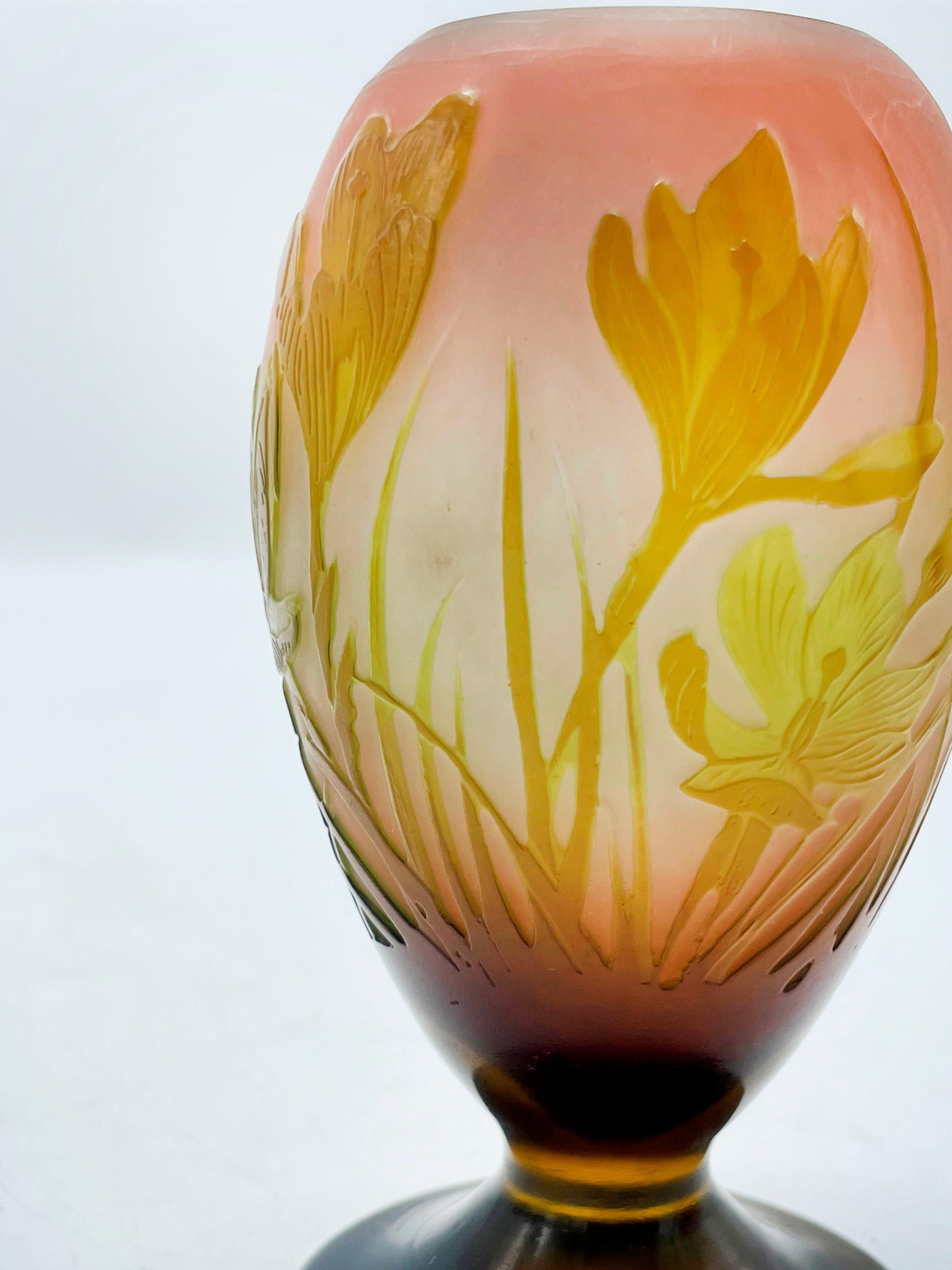 French Emile Galle Cameo Glass Vase