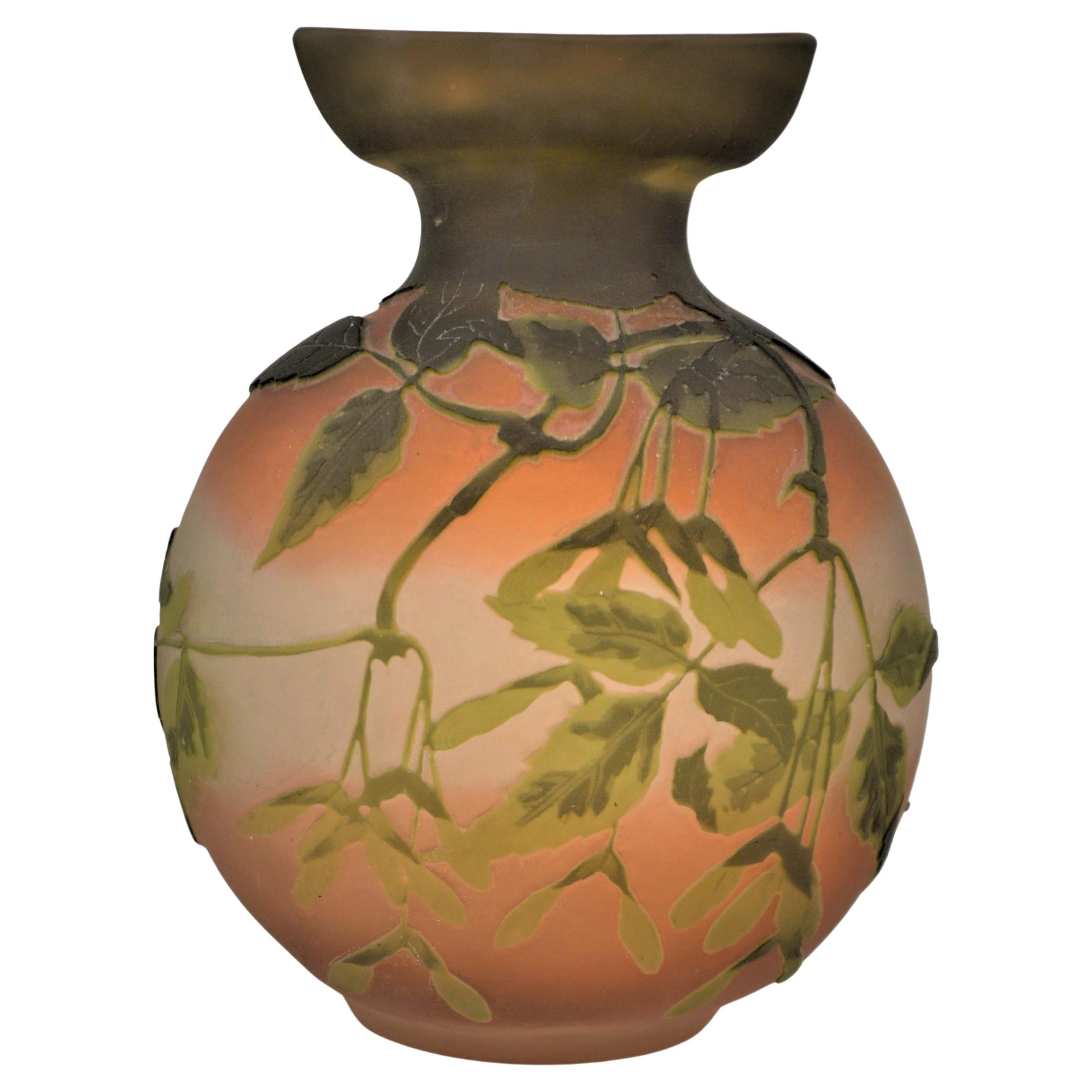 Emile Gallé Bowl Cup "Clematites" Cameo Acid Etched Glass For Sale at 1stDibs