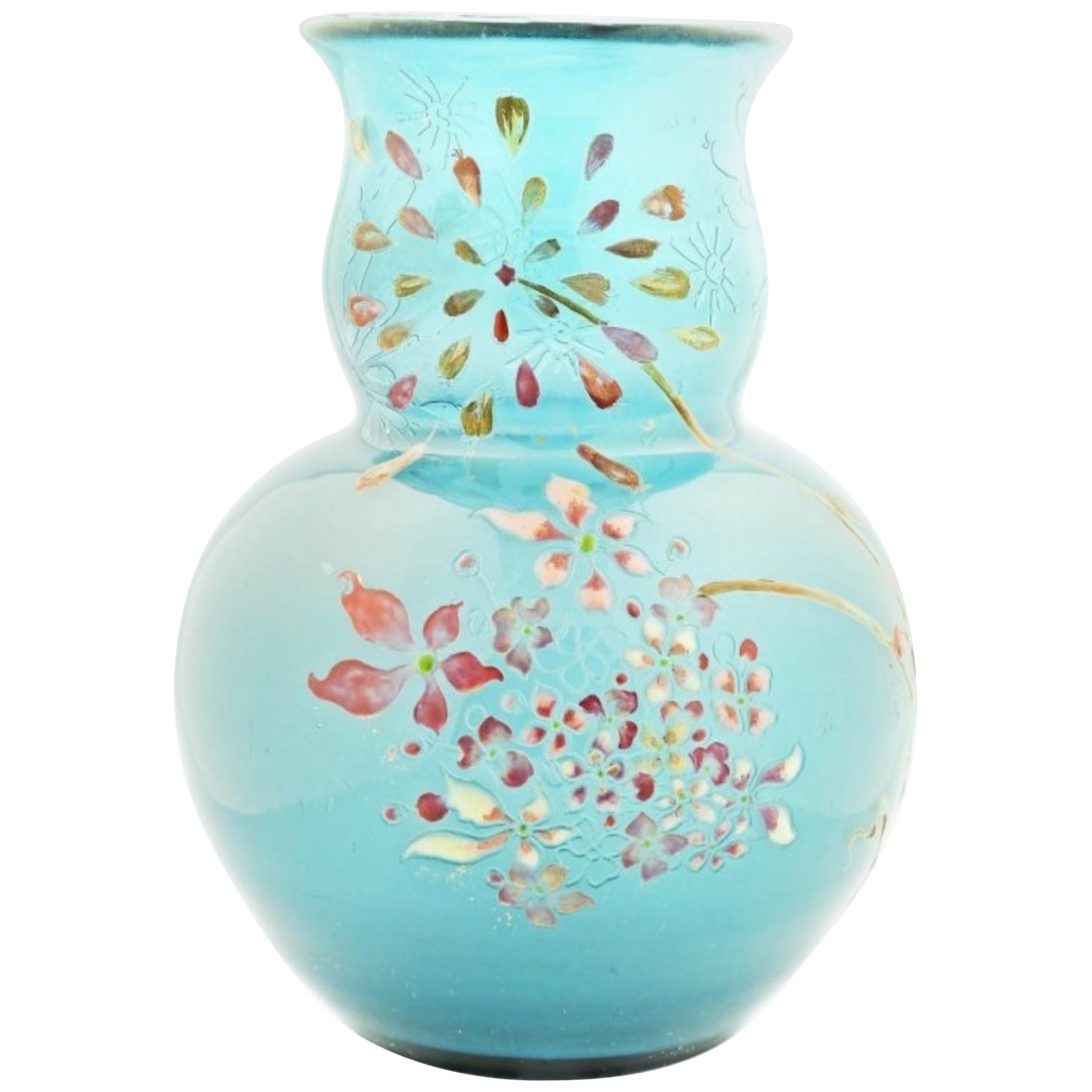 Emile Galle Cameo Glass Vase, Signed Gallé Modé Le Décor Déposés For Sale