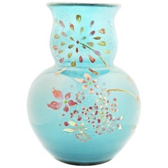 Antique Emile Galle Cameo Glass Vase, Signed Gallé Modé Le Décor Déposés