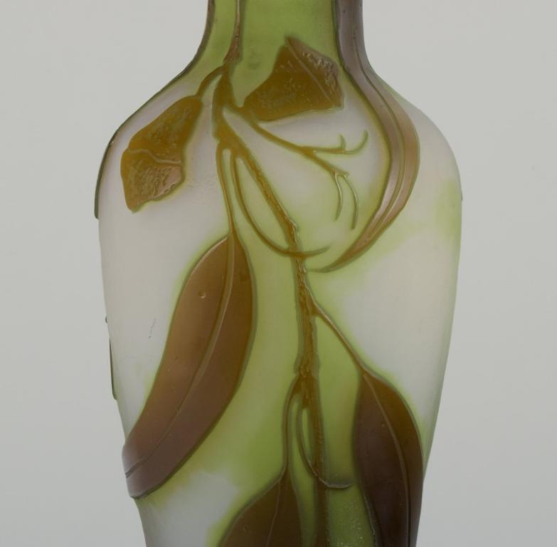 French Émile Gallé,  Colossal art glass vase with floral motif. Pâte de verre technique For Sale