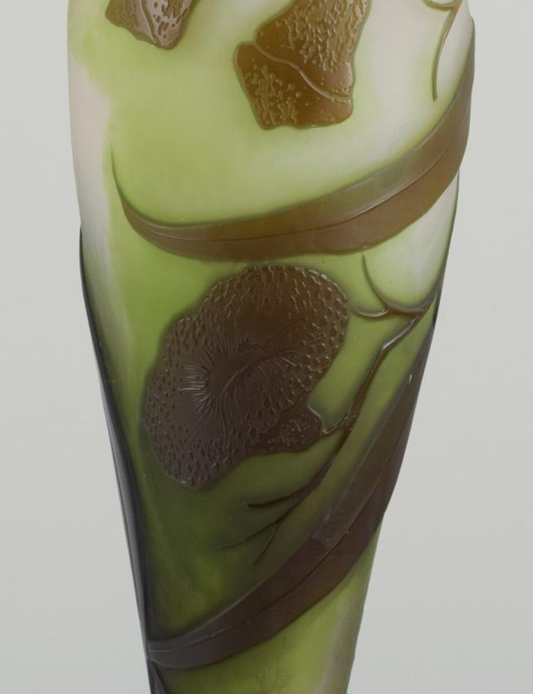 Art Glass Émile Gallé,  Colossal art glass vase with floral motif. Pâte de verre technique For Sale