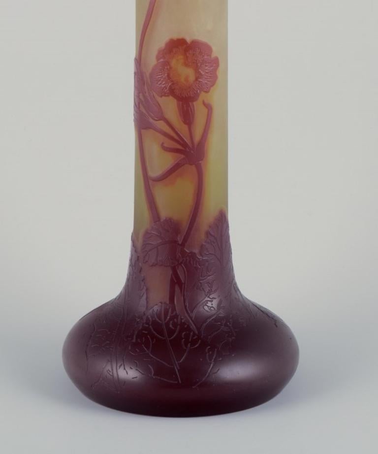 Art Nouveau Émile Gallé. Colossal art glass vase with floral motifs. Approx. 1920s For Sale