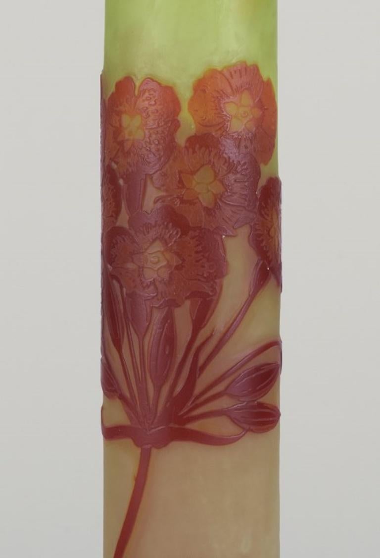 French Émile Gallé. Colossal art glass vase with floral motifs. Approx. 1920s For Sale