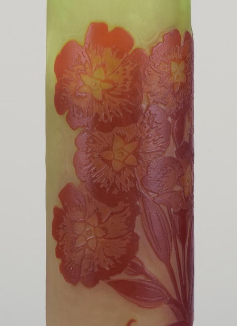 Early 20th Century Émile Gallé. Colossal art glass vase with floral motifs. Approx. 1920s For Sale