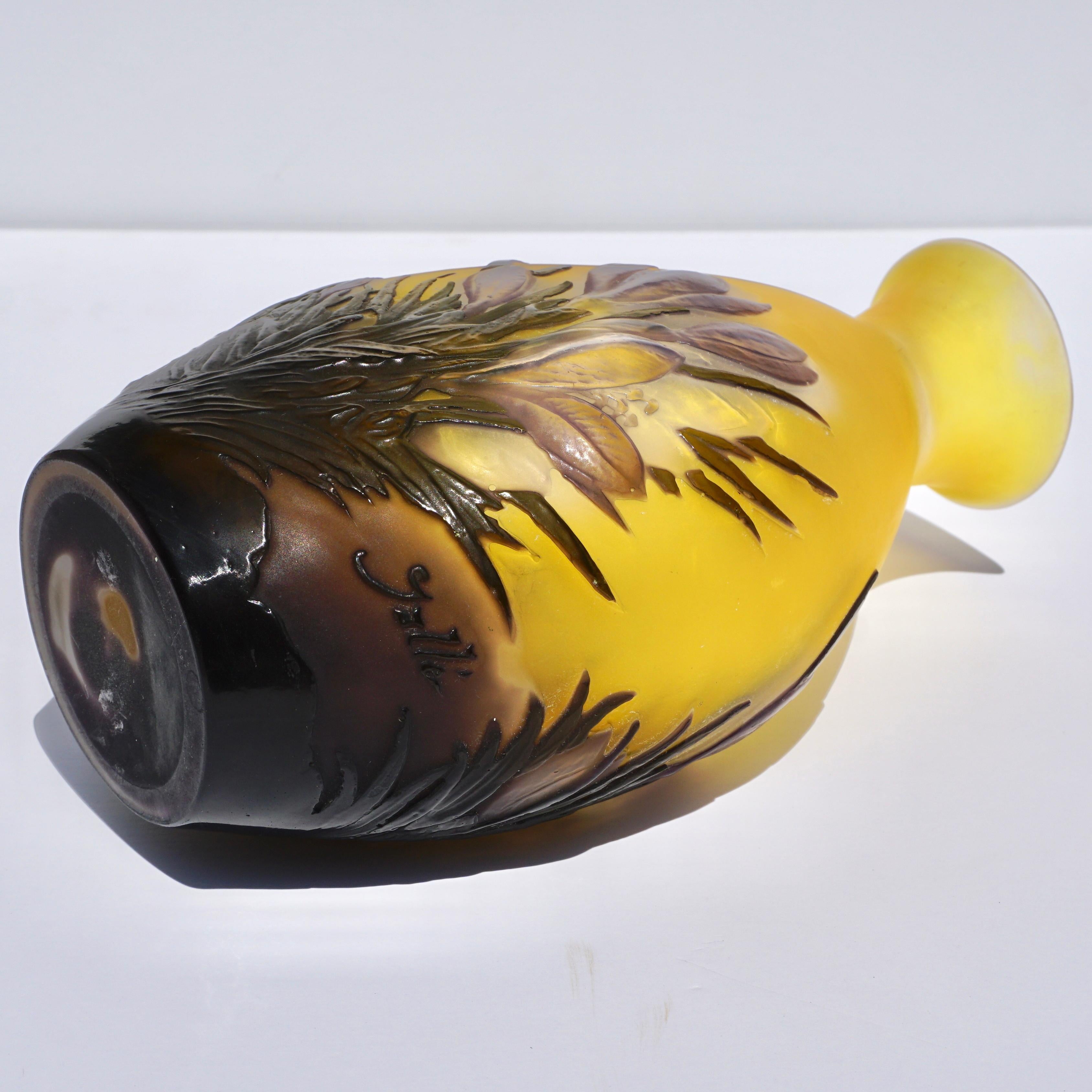 Art Glass Emile Galle Crocus Mold Blown Soufflé Vase
