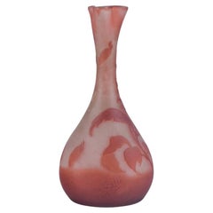 Emile Gallé, early and rare art glass vase decorated with flowers. Ca 1900