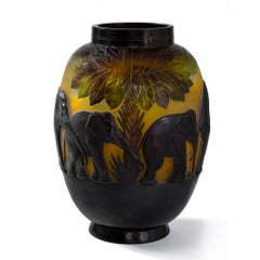 Émile Gallé "Elephant" Cameo Glass Vase