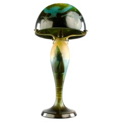 Antique Émile Gallé Establishments, Seagulls and Sailors Table Lamp, France 1920