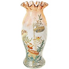 Emile Gallé Etched Glass Vase, circa 1890, Signed