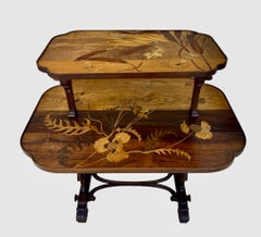 Émile GALLÉ - Exceptionnelle table à thé en marqueterie