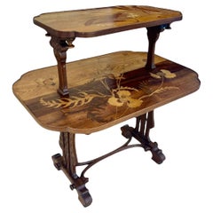 Émile GALLÉ - Exceptionnelle table à thé en marqueterie