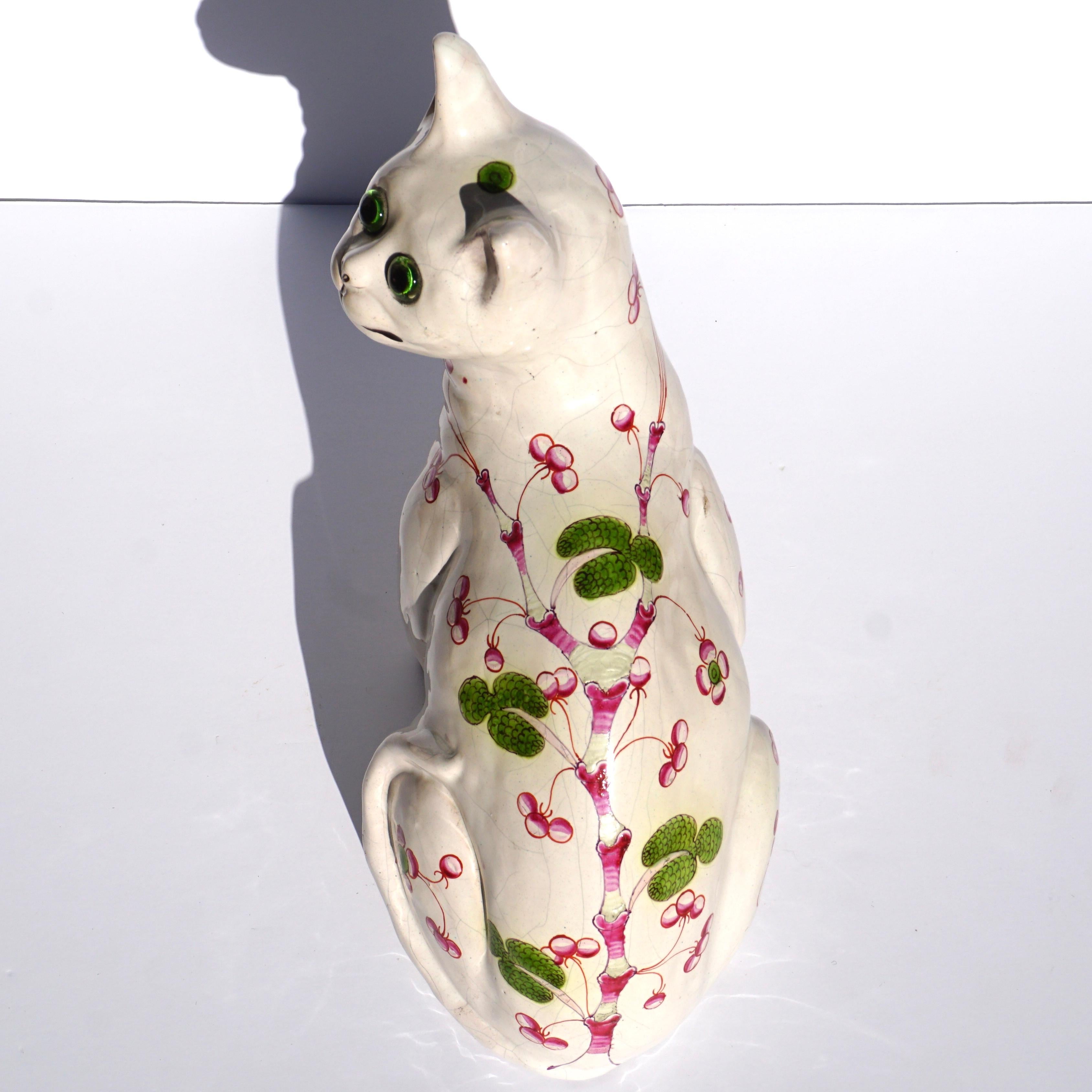 Art nouveau Emile Galle Faience Cat