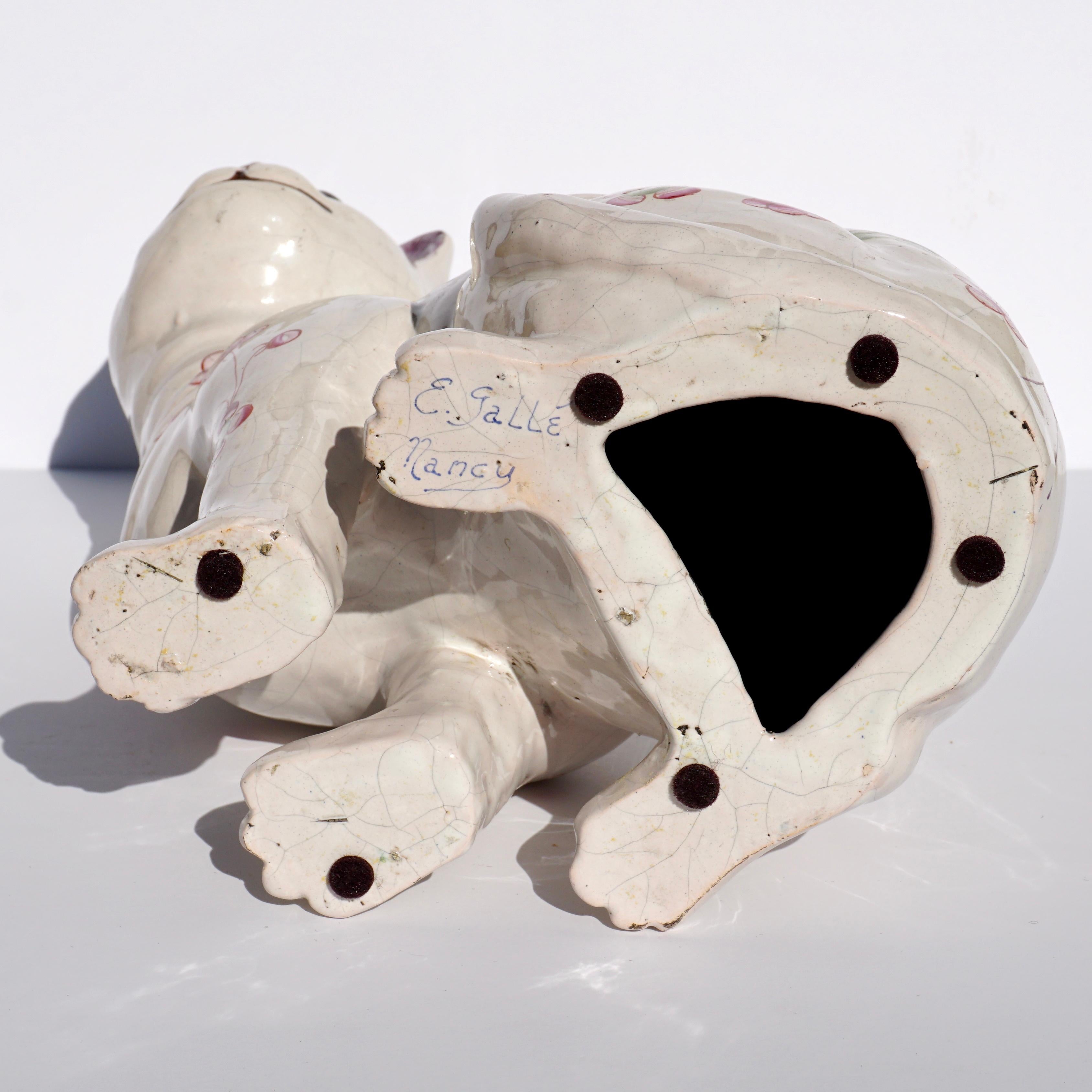 Vernissé Emile Galle Faience Cat