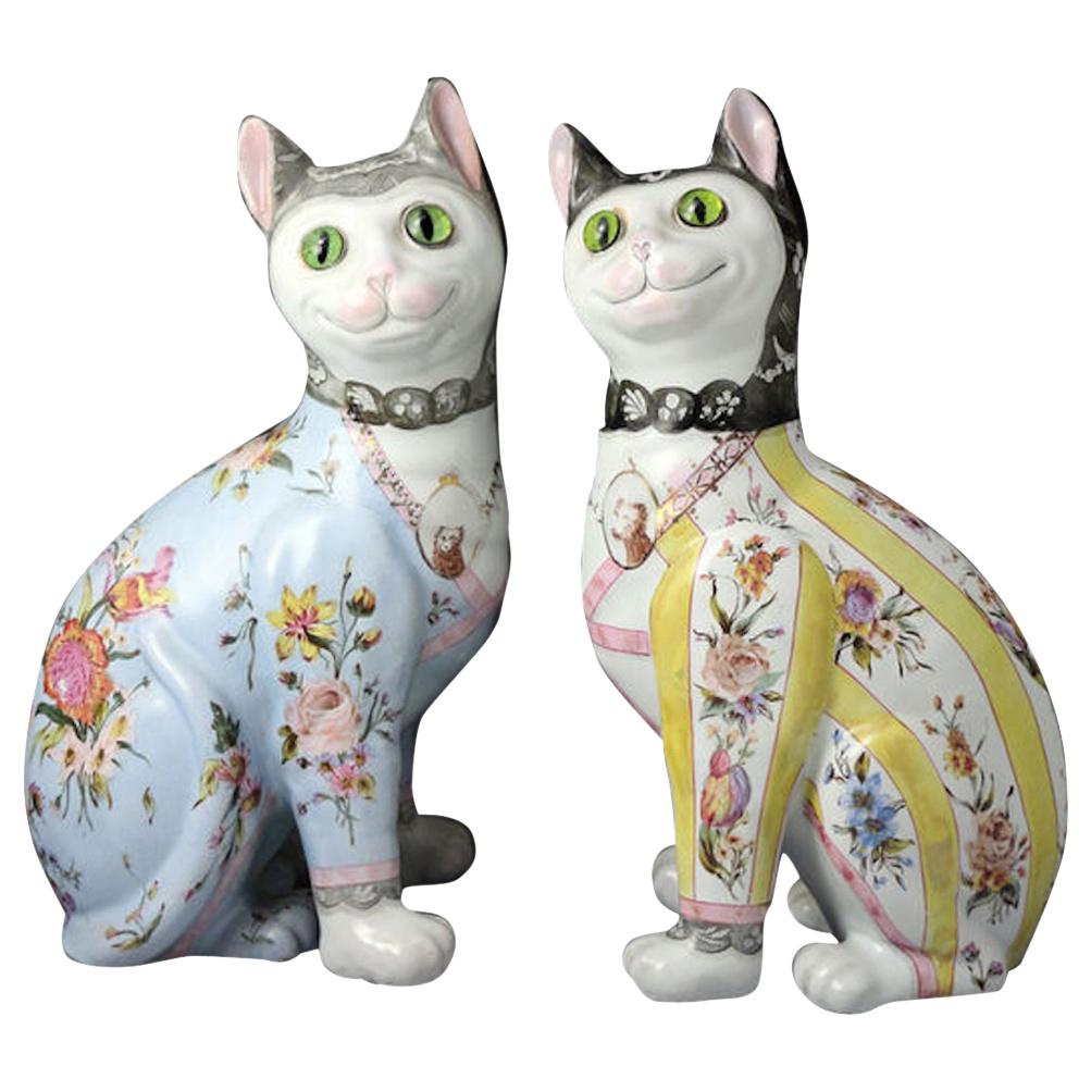 Emile Galle Faience Pottery Comical Cats, circa 1900