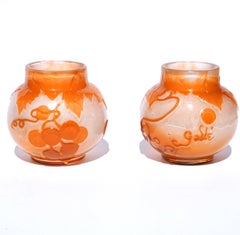 Emile Gallé Fire Polished Cameo Cabinet Vases