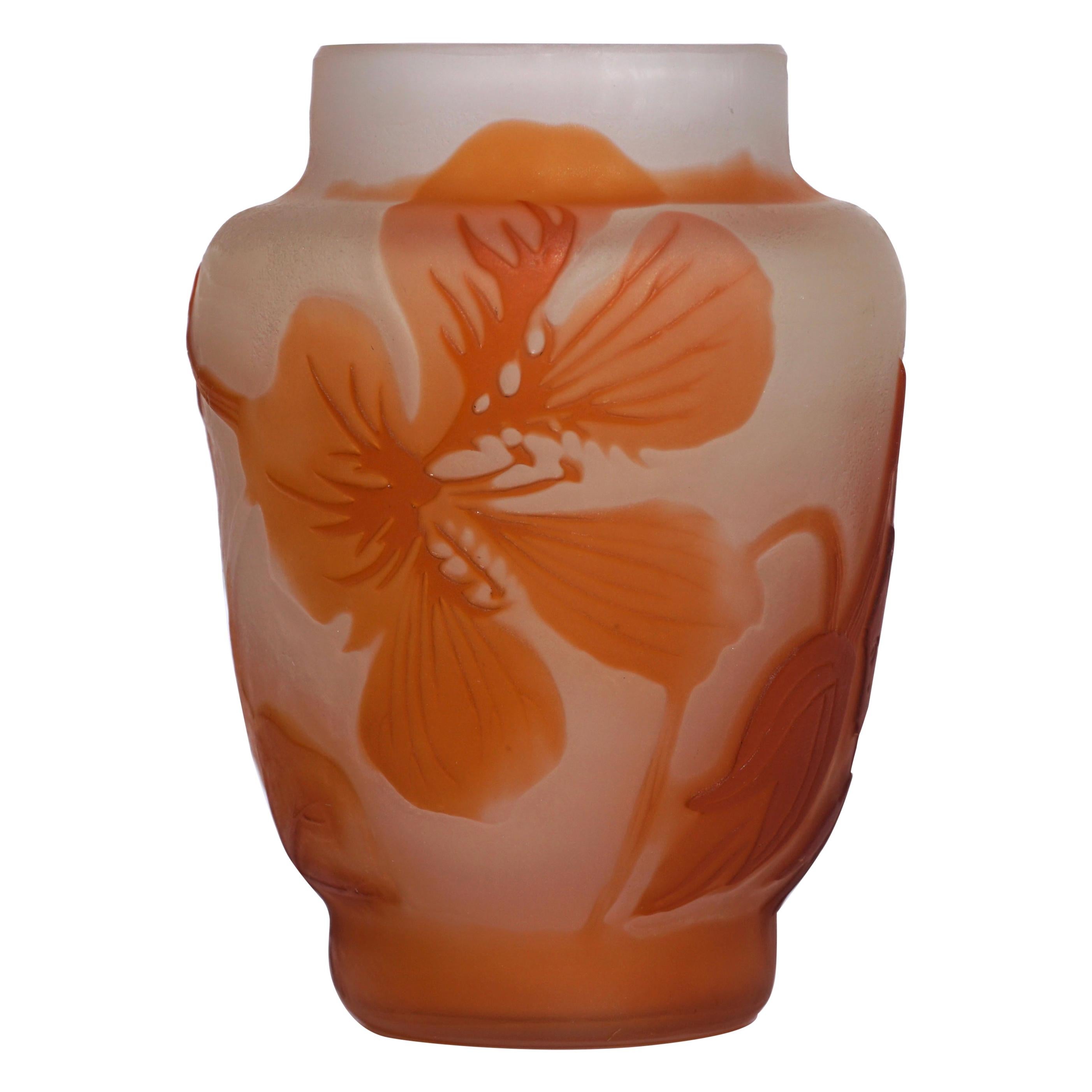 Emile Galle Floral Art Nouveau Cabinet Vase