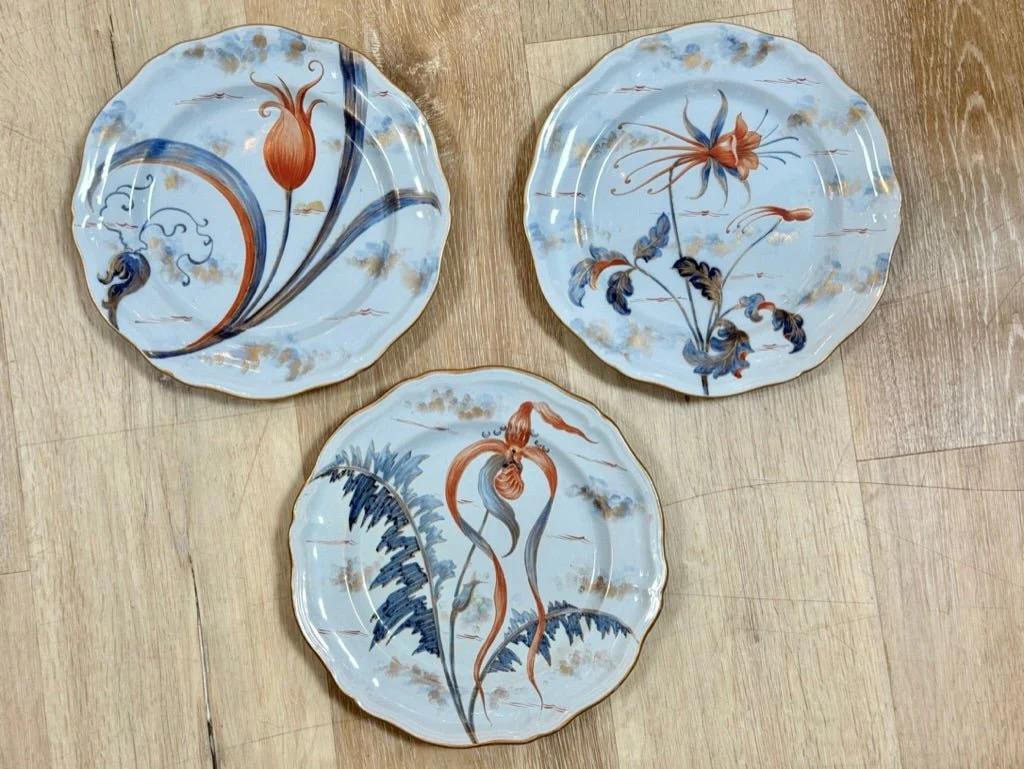 Ceramica Piatti floreali di Emile Galle, 1880 ca. in vendita