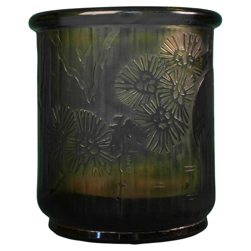 Émile GALLÉ für L'ESCALIER DE CRISTAL, Kleine Vase im japanischen Stil aus Braunglas