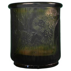 Émile GALLÉ for L'ESCALIER DE CRISTAL, Small Japanese-Style Vase in Amber Glass