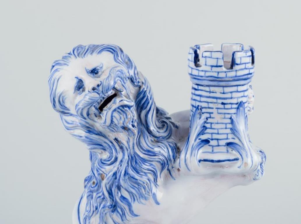 French Emile Gallé for Nancy, St Clement. Pair of early faience candle holders For Sale