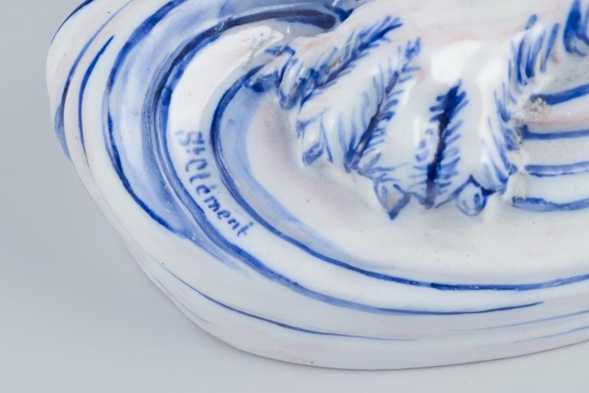 Emile Gallé for Nancy, St Clement. Pair of early faience candle holders For Sale 1