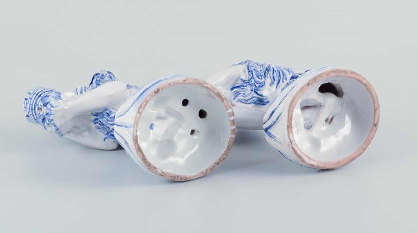 Emile Gallé for Nancy, St Clement. Pair of early faience candle holders For Sale 2