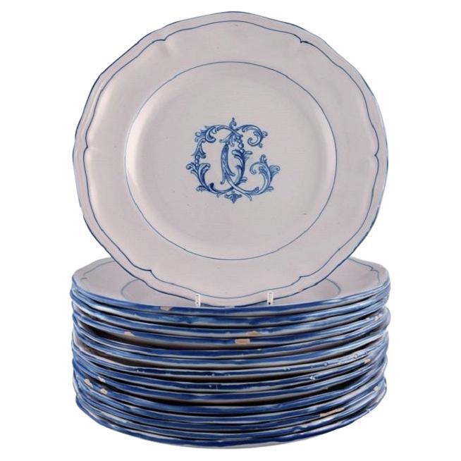 Emile Gallé per A. Clement, Nancy, 15 piatti antichi in maiolica dipinti a mano