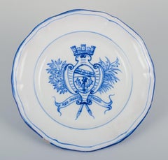 Emile Gallé for St. Clement, Nancy. A set of six dinner plates in faience.