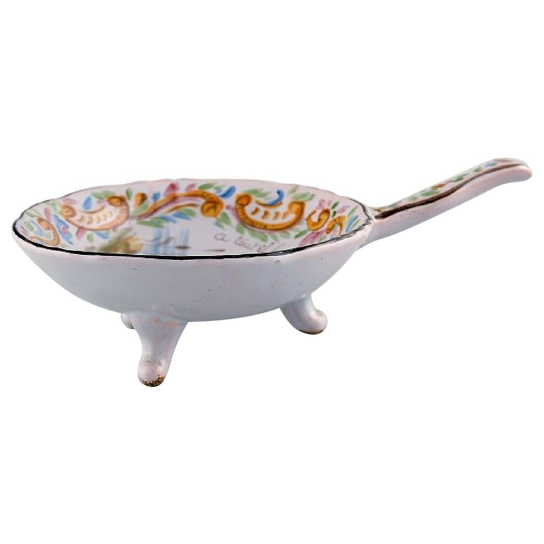 Emile Gallé for St. Clement, Nancy, Antique Bowl with Handle on Three Feet For Sale