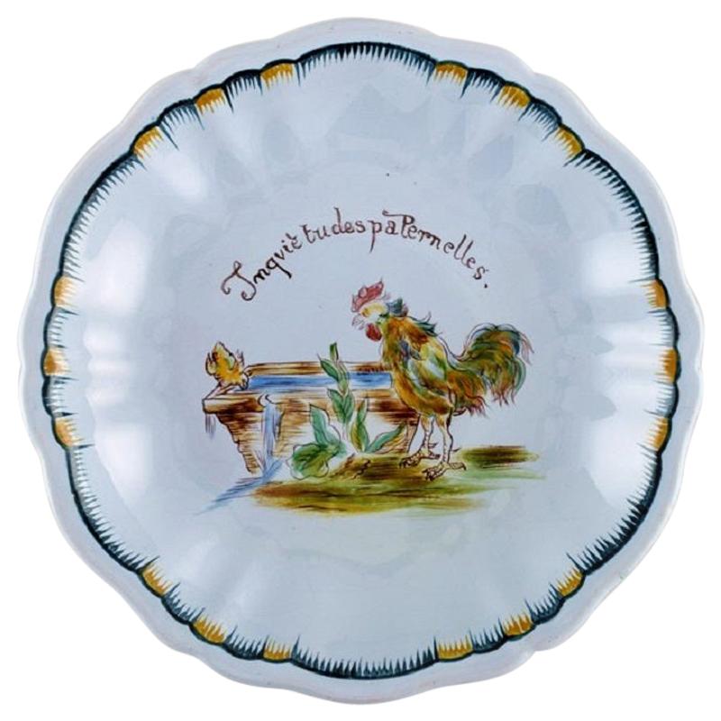 Emile Gallé for St. Clement, Nancy, Antique Compote in Hand Painted Faience For Sale