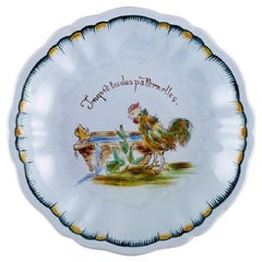 Emile Gallé for St. Clement, Nancy, Antique Compote in Hand Painted Faience