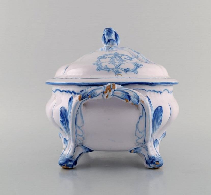 French Emile Gallé for St. Clement Nancy, Antique Lidded Tureen in Hand-Painted Faience For Sale