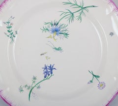 Emile Gallé for St. Clement, Nancy. Antique plate in hand-painted faience.