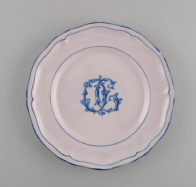 French Emile Gallé for St. Clement Nancy, Twelve Antique Plates in Hand-Painted Faience For Sale