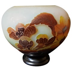 Emile Gallé France Art Nouveau Cameo Glass Floral Decoration Vase Cup, 1900s
