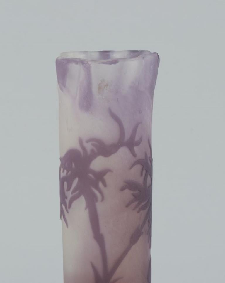 Art Nouveau Émile Gallé, France. Early and rare vase in art glass in purple and clear glass For Sale
