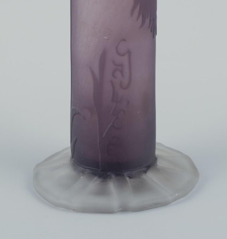 20th Century Émile Gallé, France. Early and rare vase in art glass in purple and clear glass For Sale