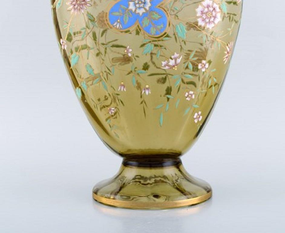 Belle Époque Emile Gallé, France, Large Antique Vase in Smoke Colored Art Glass, 1890s For Sale
