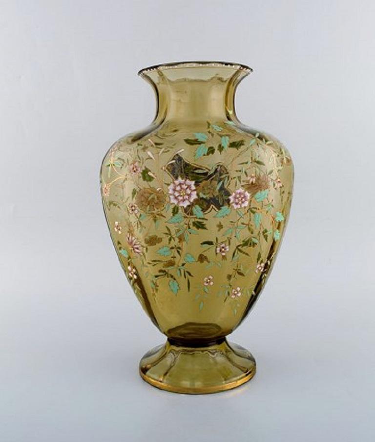 Late 19th Century Emile Gallé, France, Large Antique Vase in Smoke Colored Art Glass, 1890s For Sale