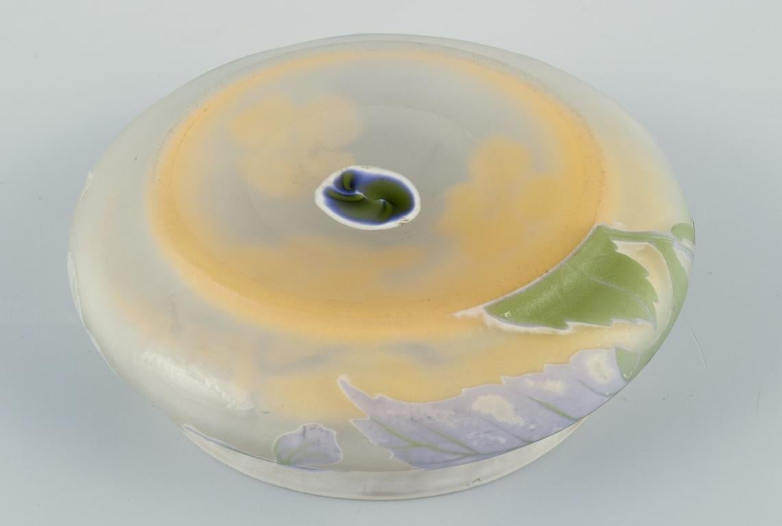 Art Nouveau Emile Gallé, France. Rare glass bonbonniere / lidded jar, with floral motif.