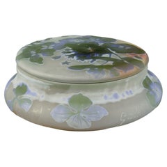 Emile Gallé, France. Rare glass bonbonniere / lidded jar, with floral motif.
