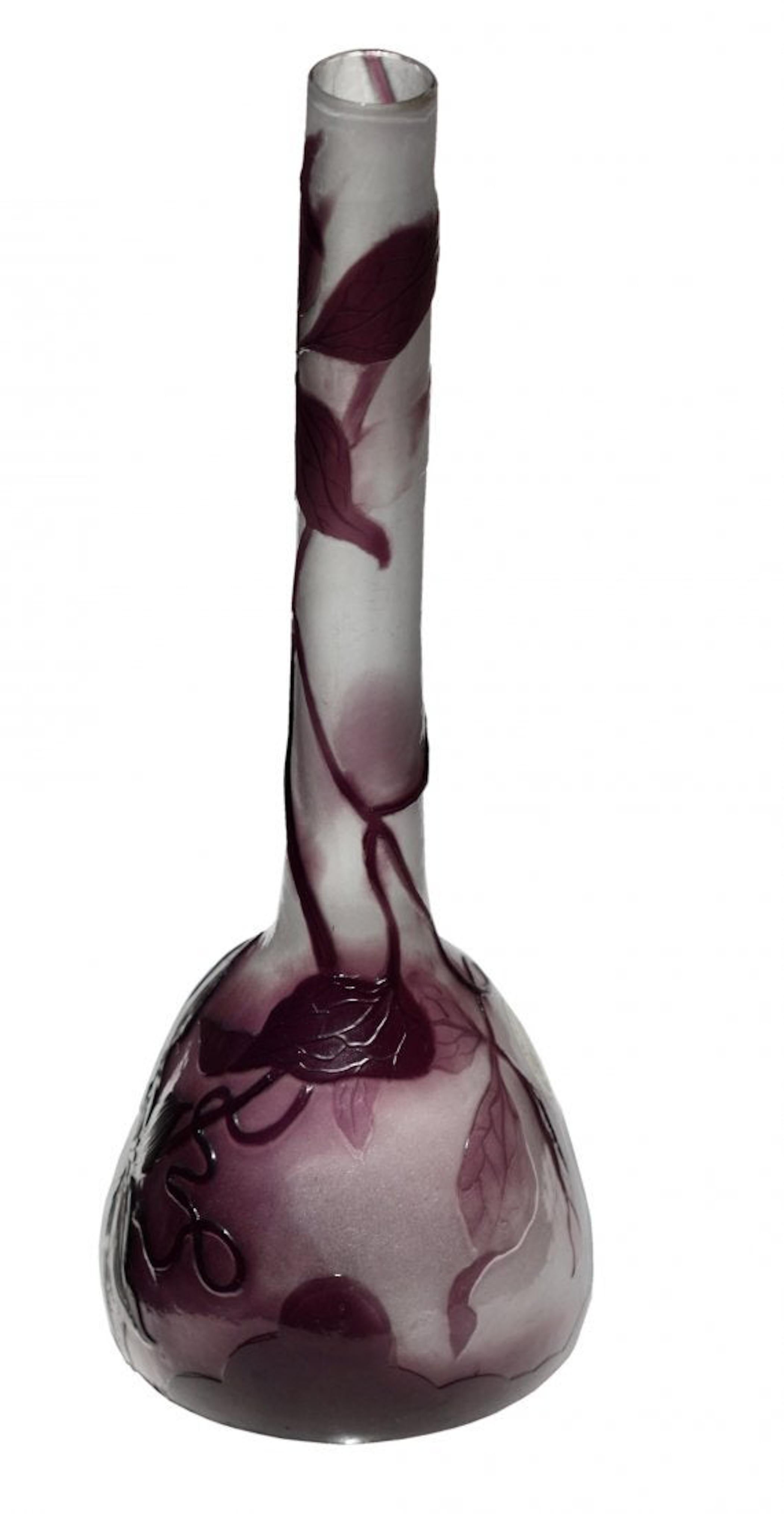Emile Gallé, French Fine Fire-Polished Vase  In Good Condition For Sale In West Palm Beach, FL
