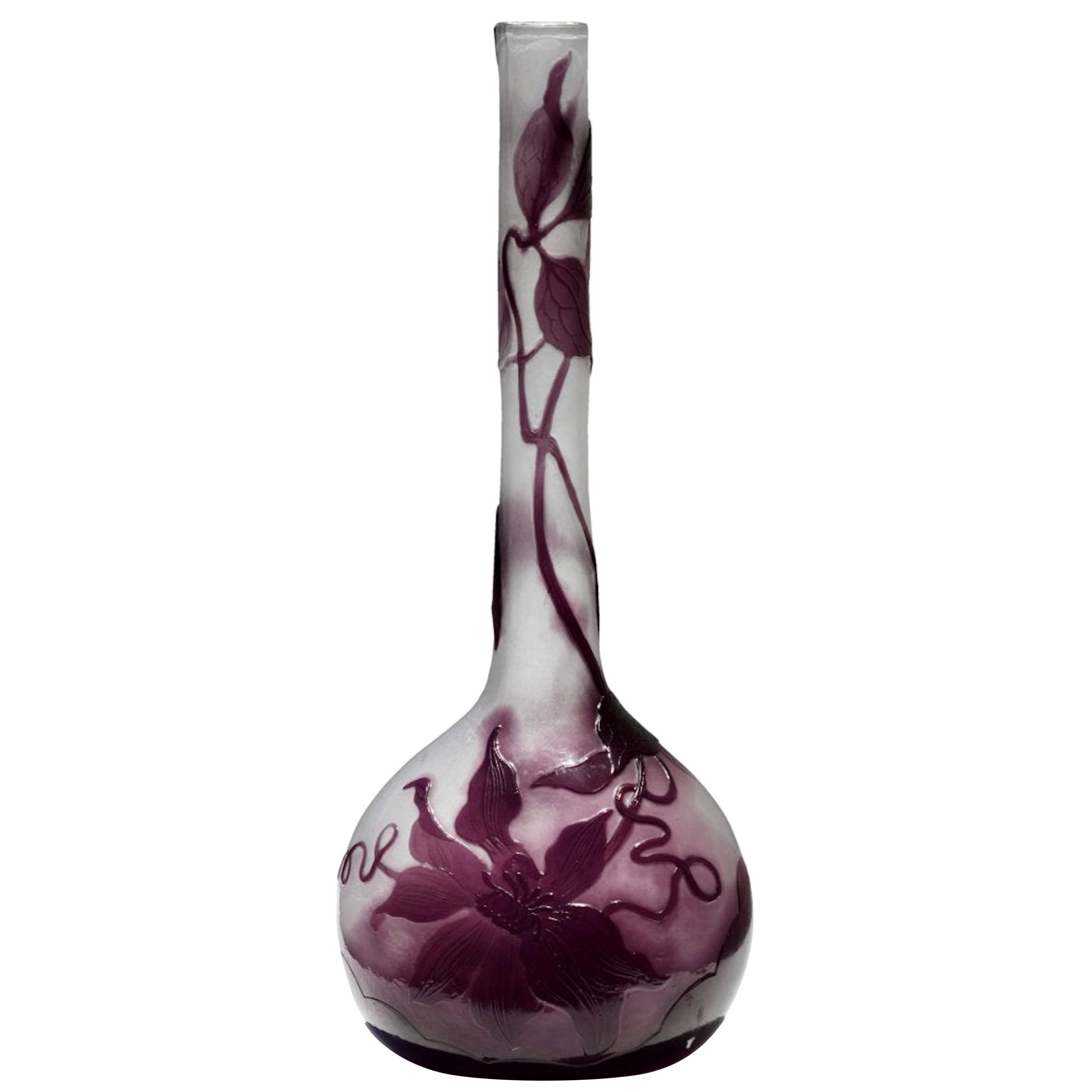 Emile Gallé, French Fine Fire-Polished Vase  For Sale