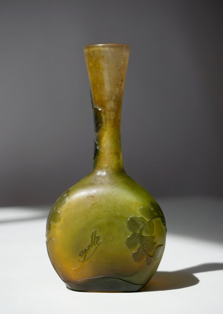Emile Gallé French Art Nouveau Cameo Glass Vase For Sale 3