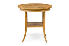 Emile Galle French Art Nouveau Floral Marquetry Rotating Top Occasional Table