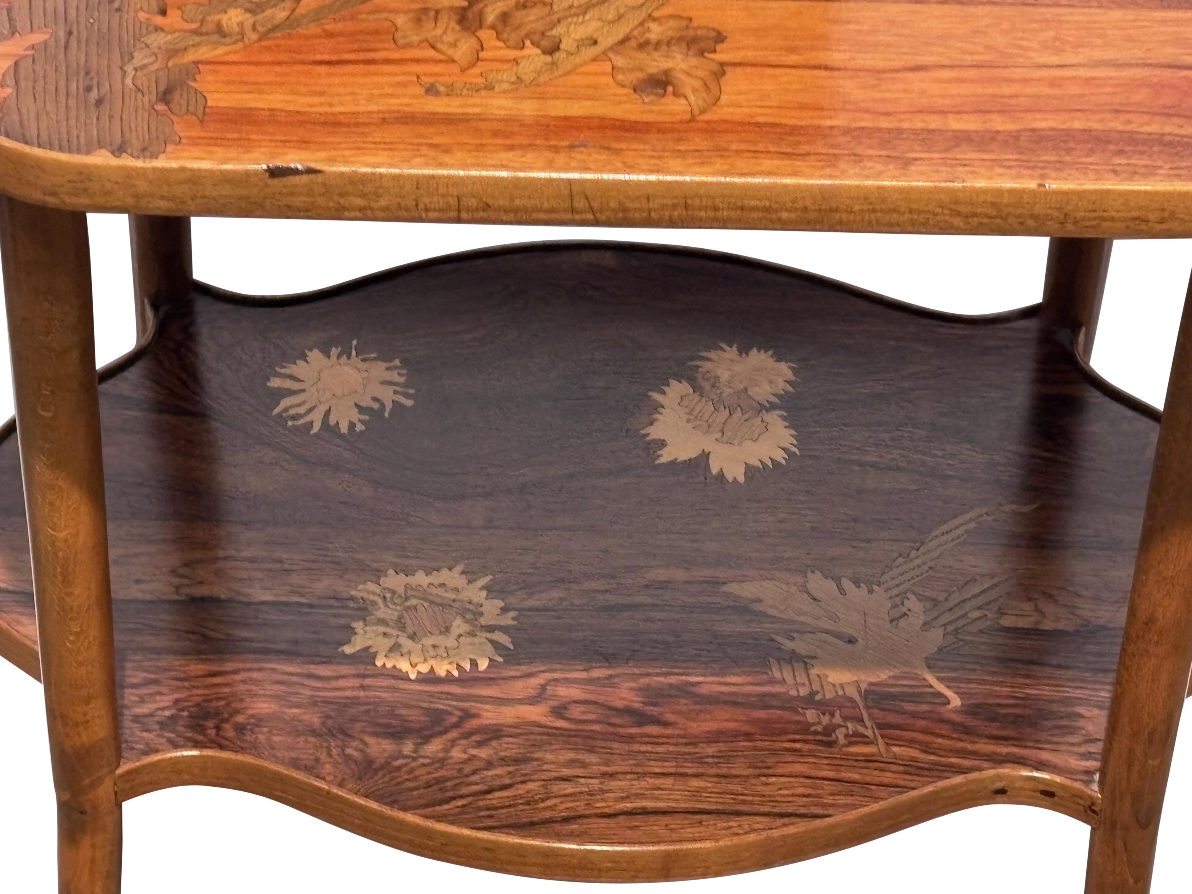 Emile GALLE Tavolino intarsiato Art Nouveau francese 1890 in vendita 2